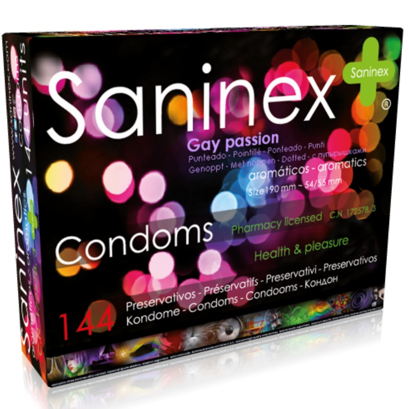 SANINEX CONDOMS GAY PASSION PUNTEADOS 144 UDS